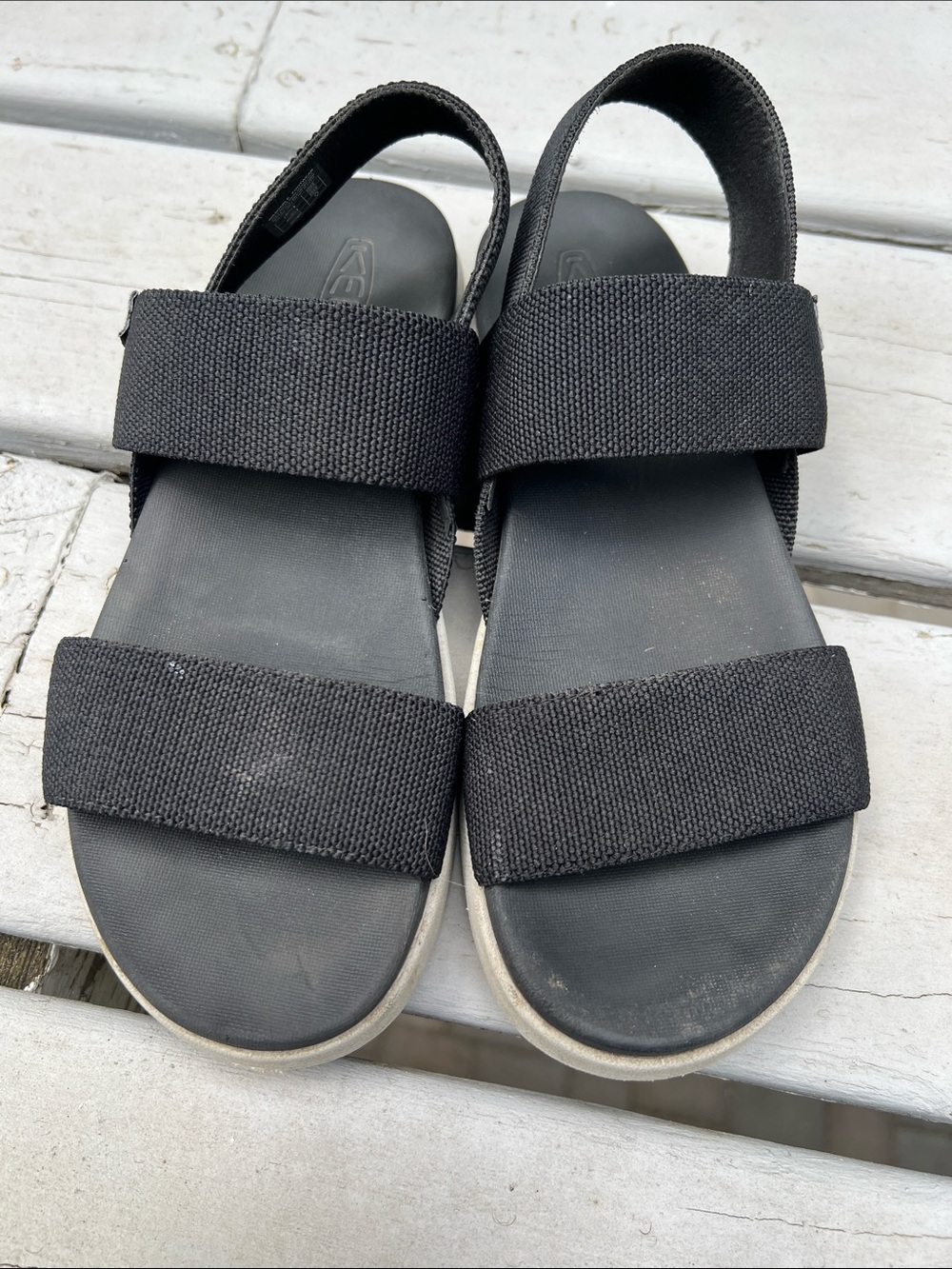 Keen Women Black Dual-Strap Elastic Sandals - Picture 4 of 8